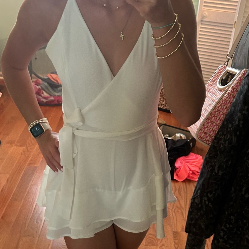Altard State white romper dress with bow in front!